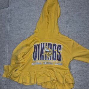 NFL Minnesota Vikings Girls Yellow Peplum Ruffle Hoodie Sweatshirt Kids 18months